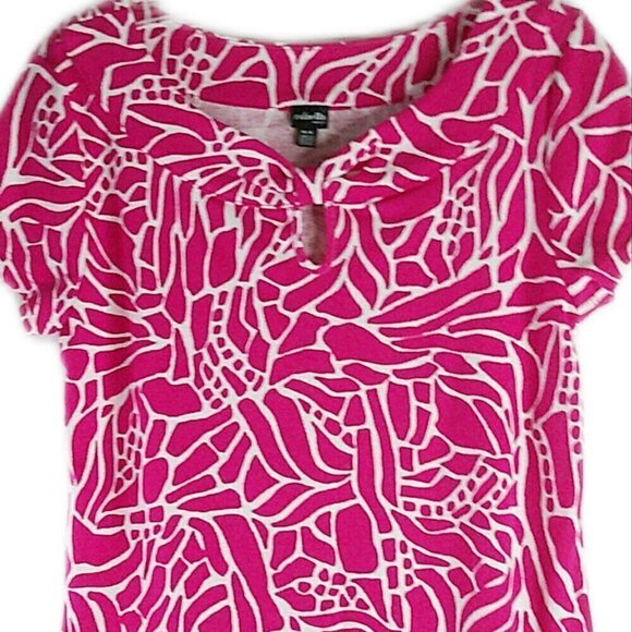 Rafaella - Pink/White Cap Sleeve Tee - Size Med Pet - Picture 2 of 5